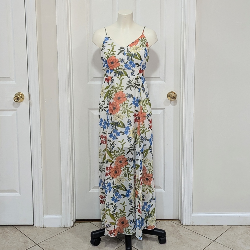 White Floral Print Dress